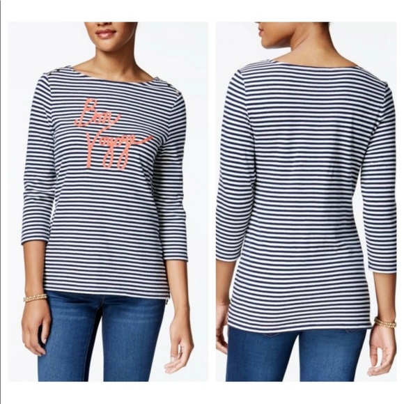 NEW Charter Club “Bon Voyage” Long Sleeve Stripe Shirt - Picture 1 of 5